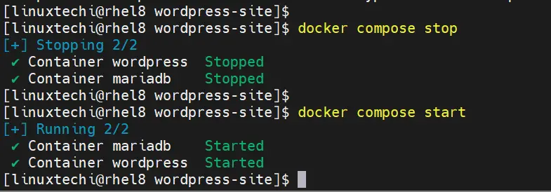 Docker Compose Start Stop Command