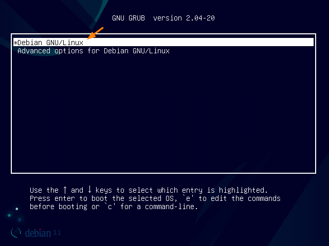 Bootloader-Screen-Debian11