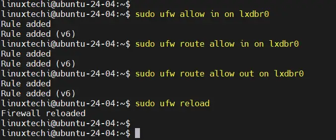 Allow LXD Network Bridge in UFW Firewall