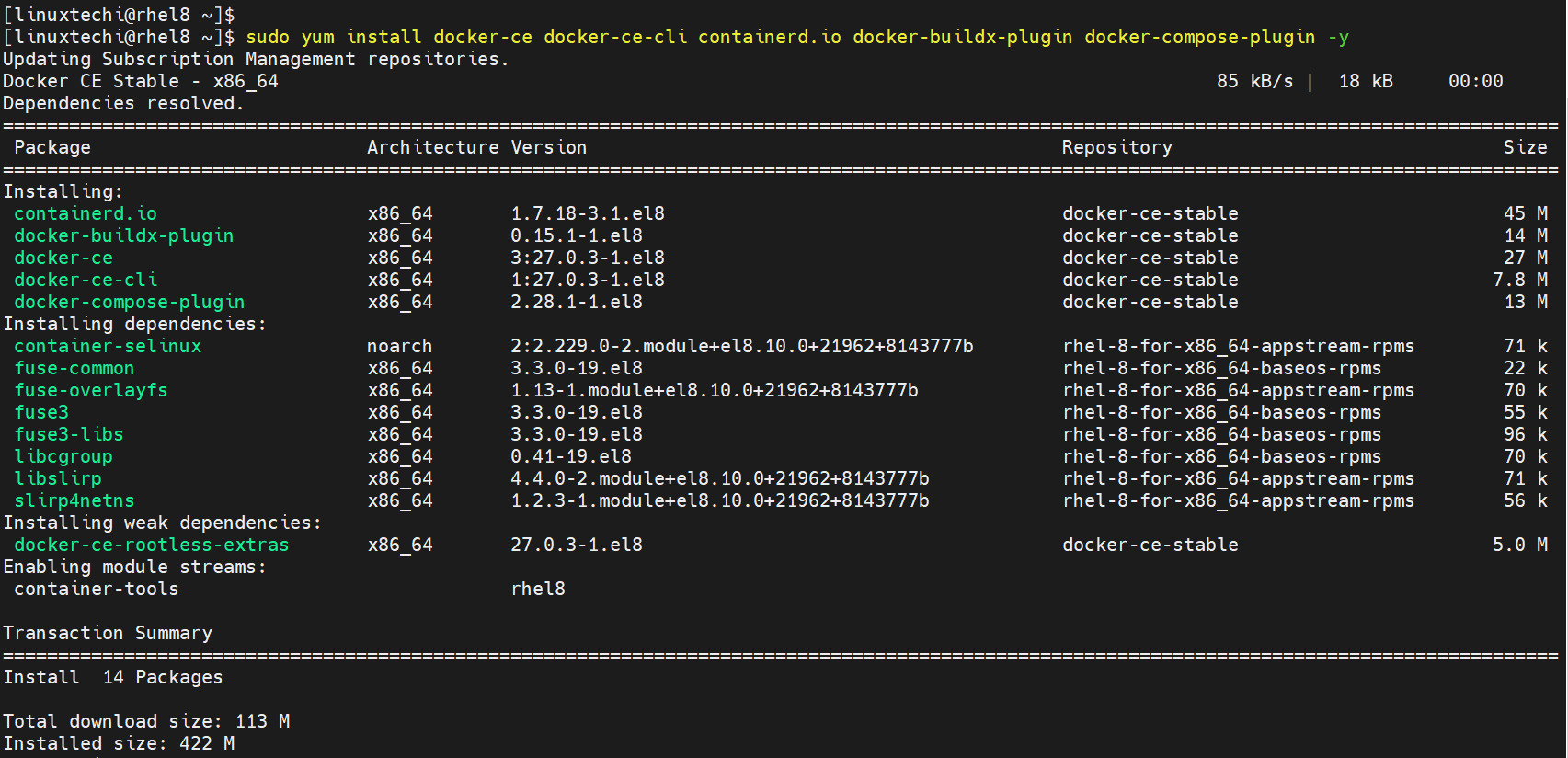 Install Docker on RHEL 8