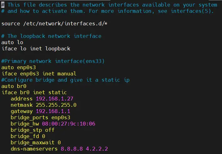 KVM Network Bridge Interface File Debian 12