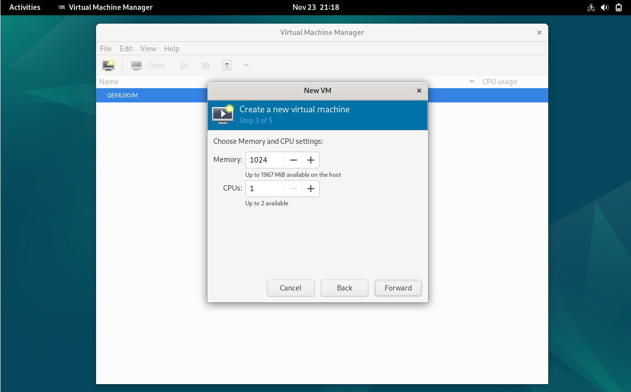 VM Resource Allocation KVM