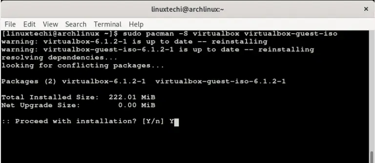 how to install arch linux on virtualbox