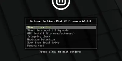 Start-LinuxMint20-Installation-Option