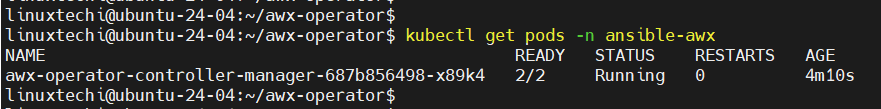 AWX Operator Pod Status on Ubuntu 24.04