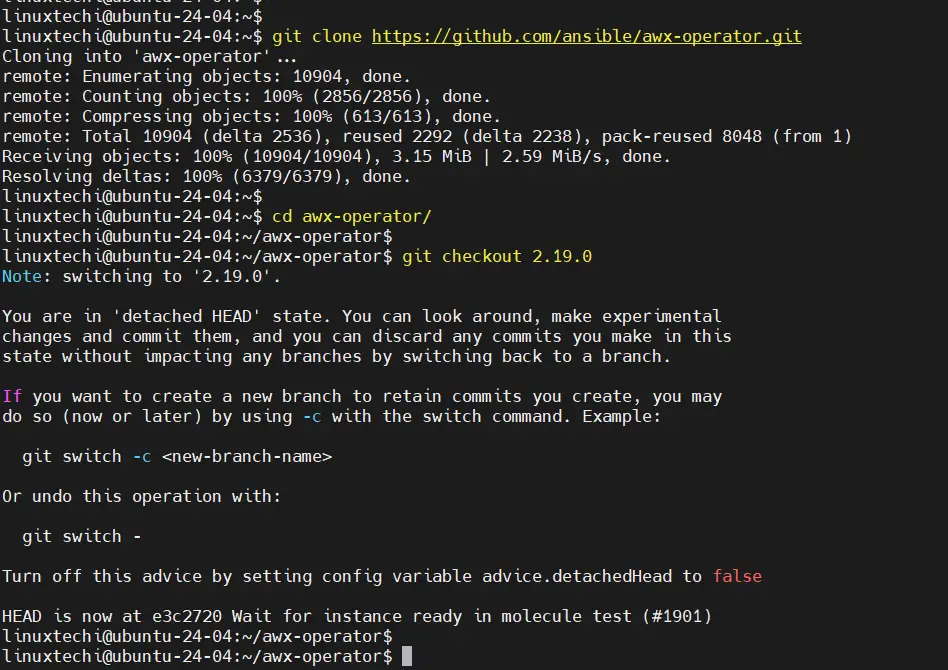 Git Clone AWX Operator on Ubuntu 24.04