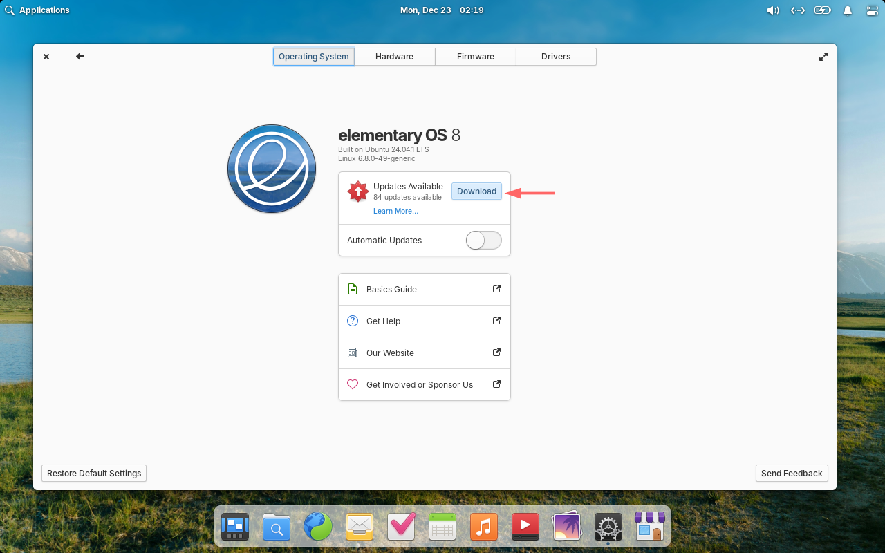 Install Updates on Elementary OS 8