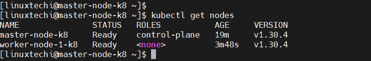 Cluster Node Status After Joining Worker Nodes