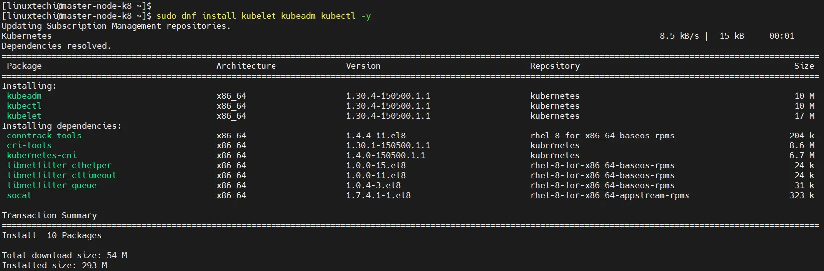 Install Kubernetes Components RHEL 8