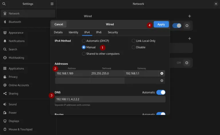 how to assign static ip address in fedora linux