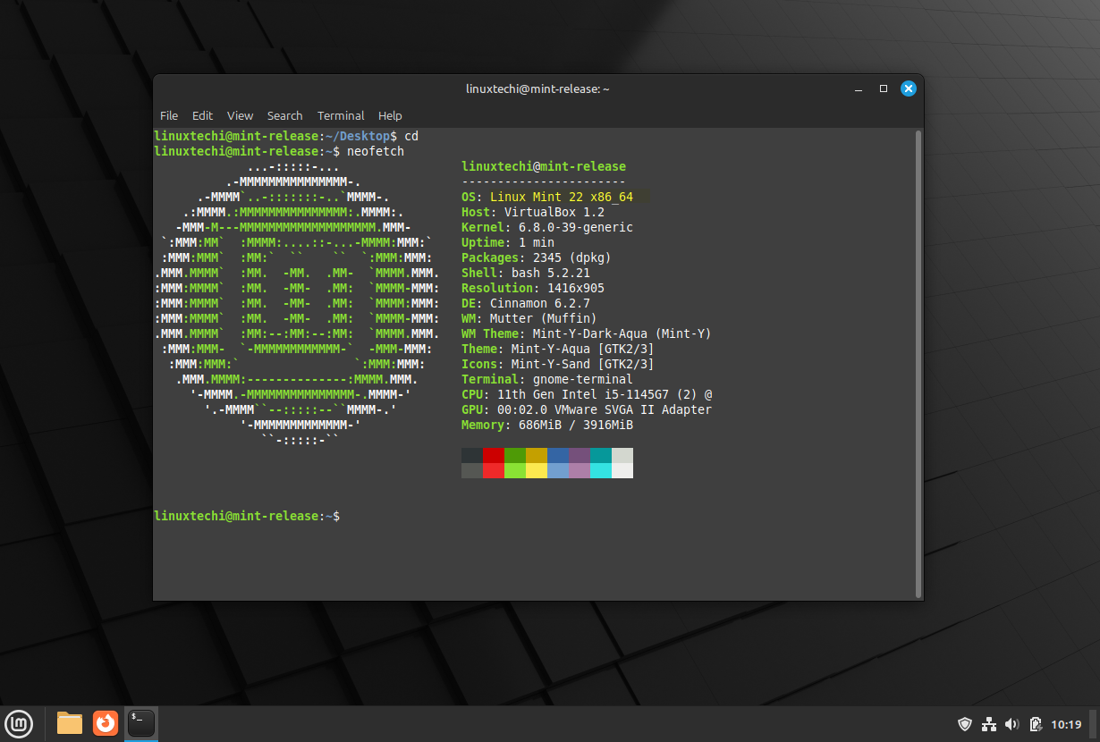 Check Linux Mint Post Upgrade With Neofetch Command