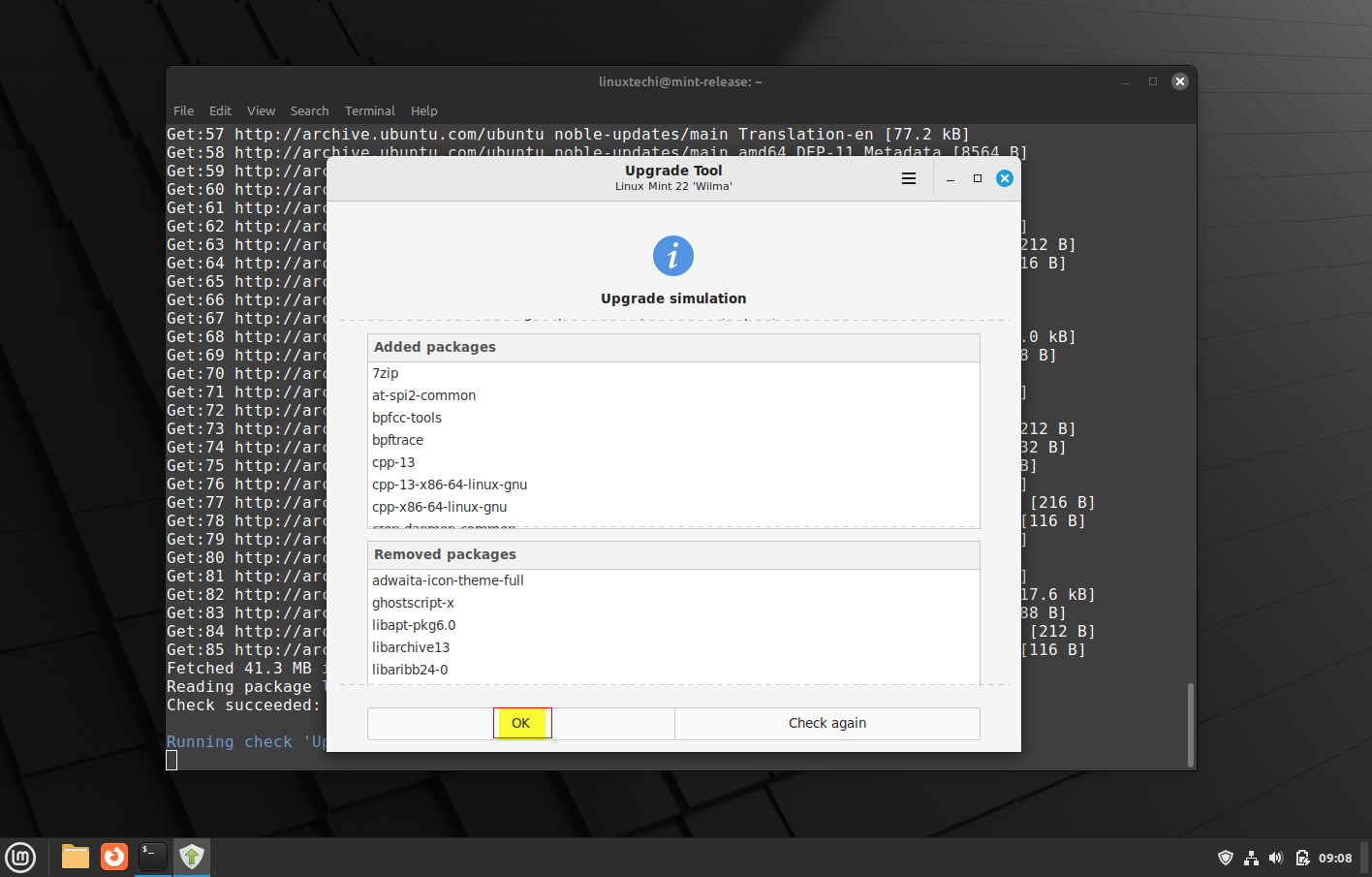 Click Ok Upgrade Simulation