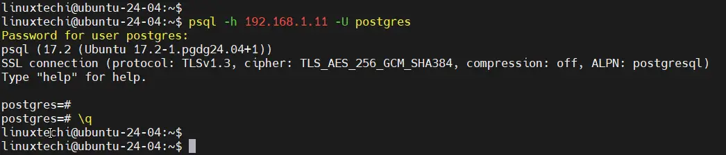 Connect PostgreSQL Database Using IPv4 Ubuntu 24.04