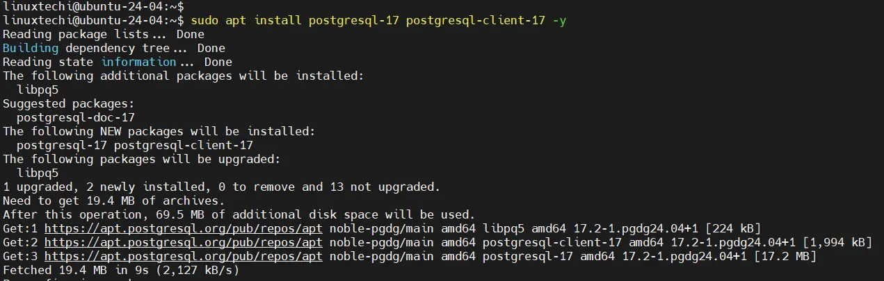 Install PostgreSQL 17 On Ubuntu 24.04