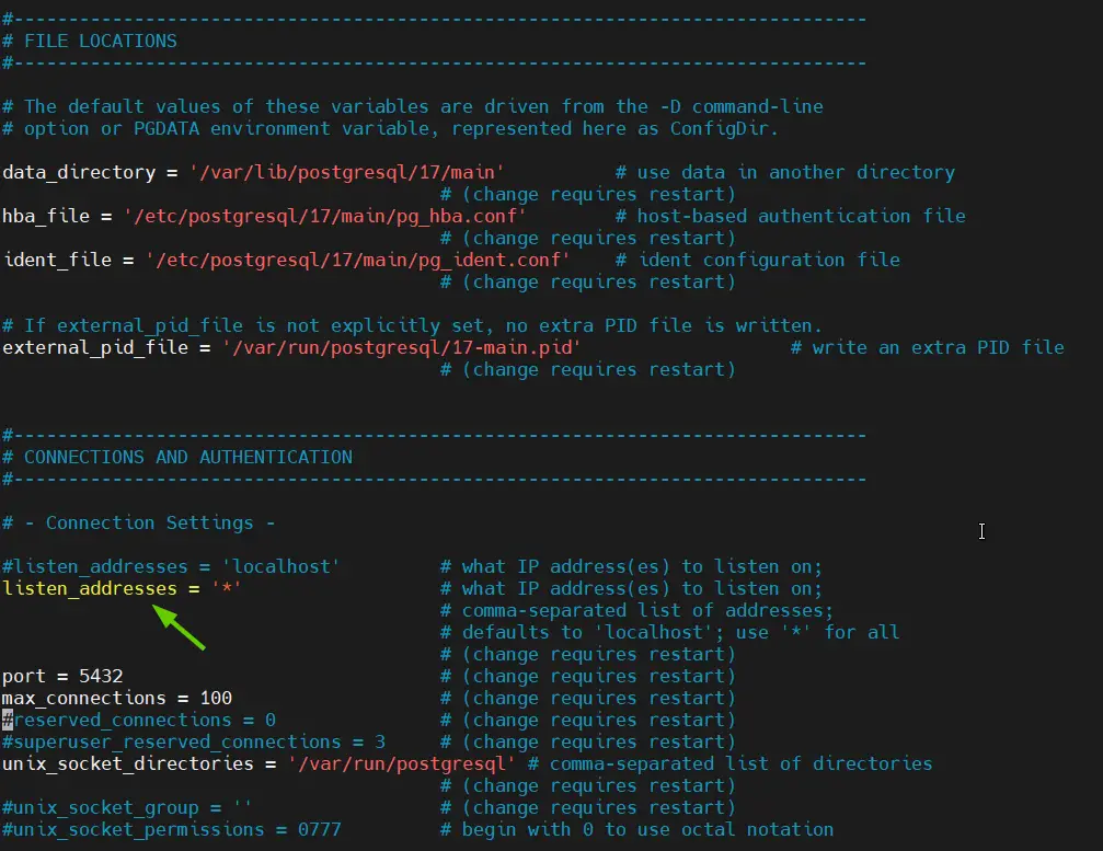 Listen Address PostgreSQL Ubuntu 24.04