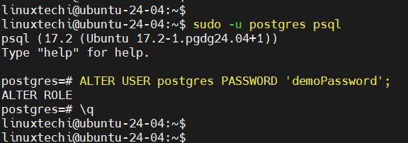 Set Password to Postgres User Ubuntu