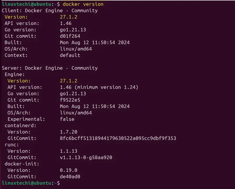 Docker Version Command Ubuntu