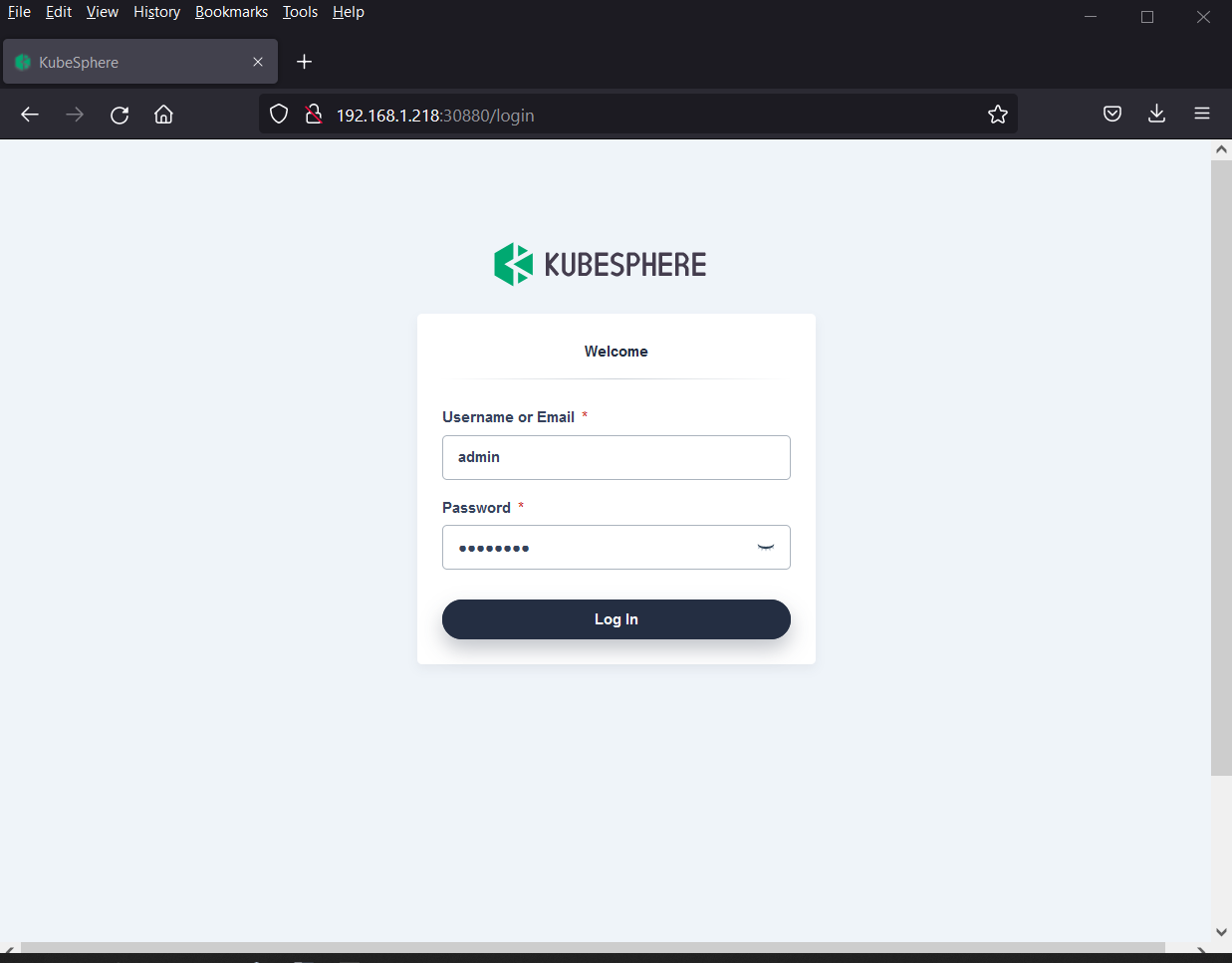 KubeSphere-Login-Page-Ubuntu