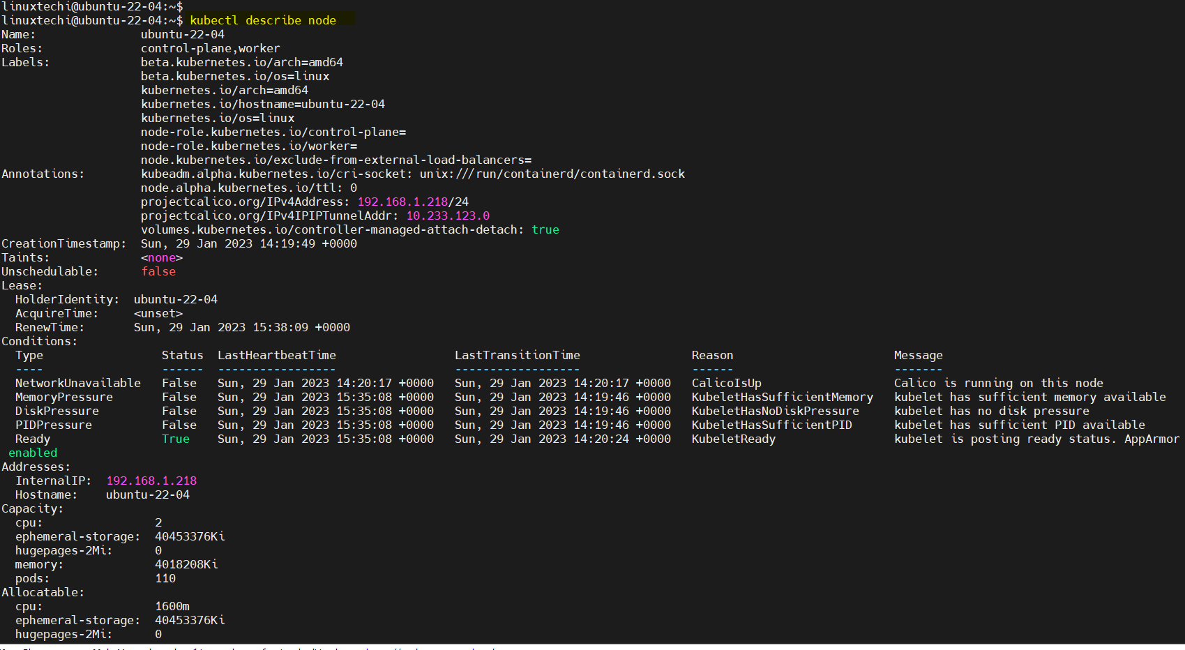 Kubectl-describe-node-ubuntu