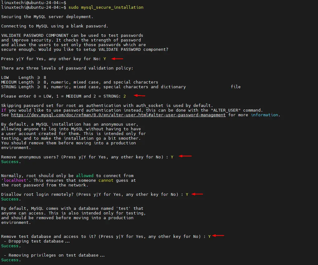 MySQL Secure Installation Script Ubuntu 24.04