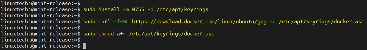 Import GPG Key Docker on Linux Mint 22