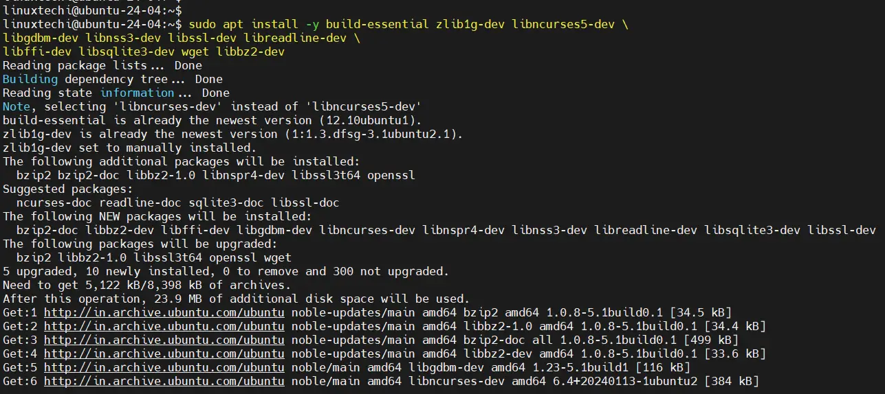 Install Dependencies For Installing Python 3.12.6 On Ubuntu 24.04