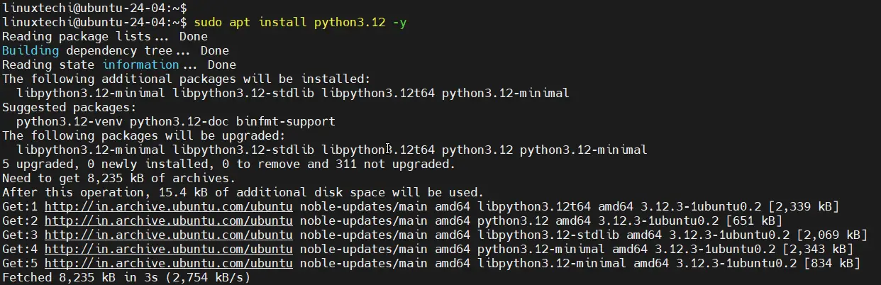 Install Python 3.12 on Ubuntu 24.04 Using APT Command