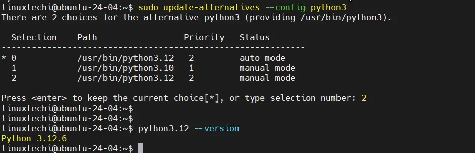 Update Alternative Python3 Ubuntu 24.04