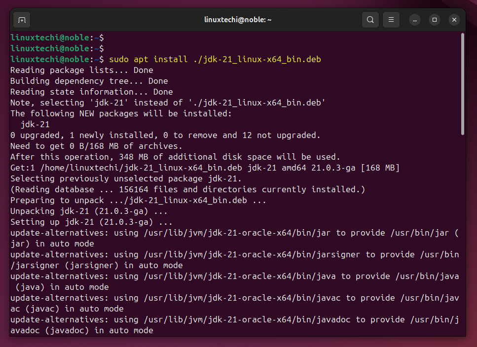 Install Oracle Java JDK on Ubuntu 24.04