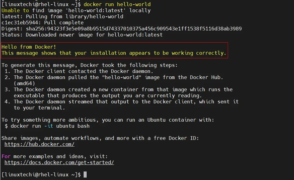 Docker Run Hello-World Image