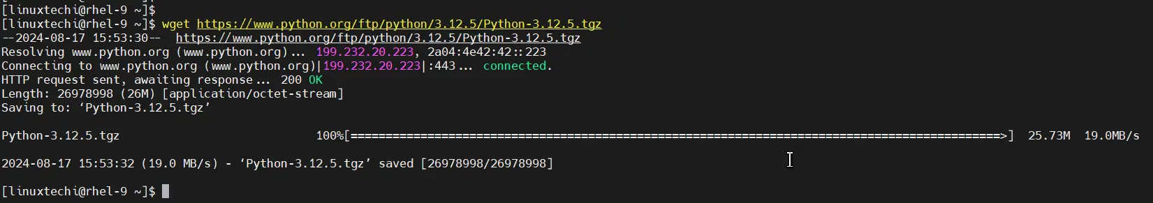 Download Python 3.12.5 Tar File RHEL 9