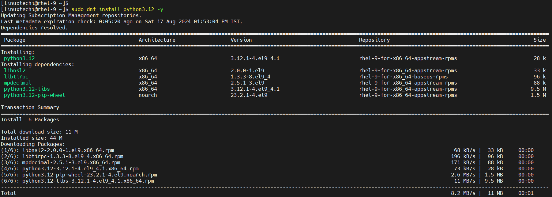 Install Python 3 on RHEL 9 