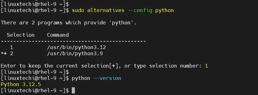 Switch Python Version Using Alternative RHEL 9