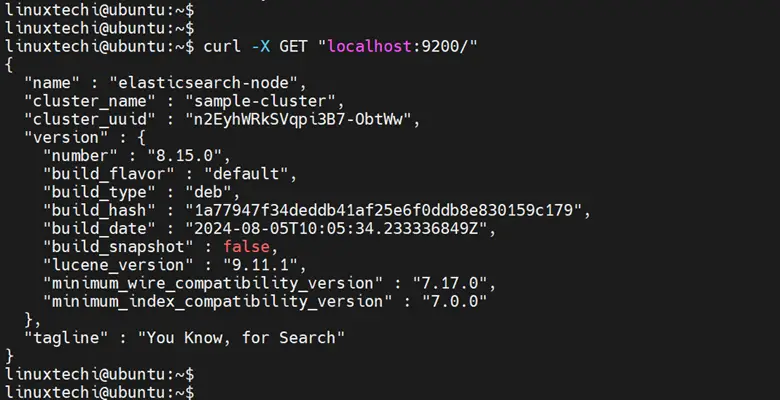 Curl Command ElasticSearch Connection Ubuntu