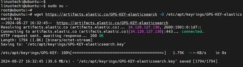 Download ElasticSearch APT Repository Key Ubuntu 24.04