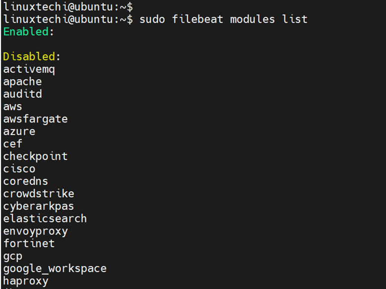 Filebeat Modules List Ubuntu Linux