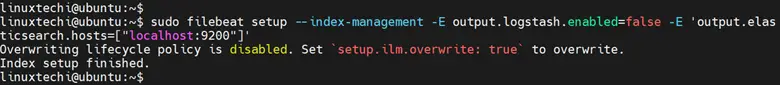 Filebeat Setup Index Management ElasticSearch Ubuntu
