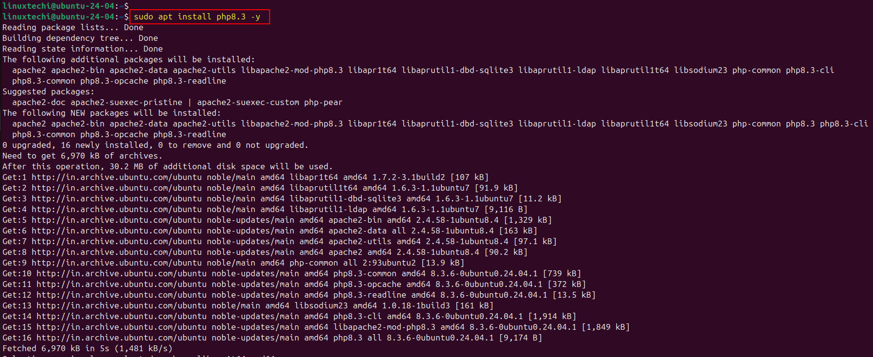 Install PHP 8.3 On Ubuntu 24.04