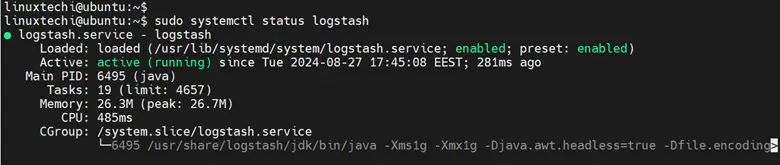 LogStash Service Status Ubuntu