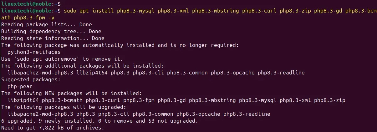 PHP 8.3 Extensions Installation Ubuntu 24.04