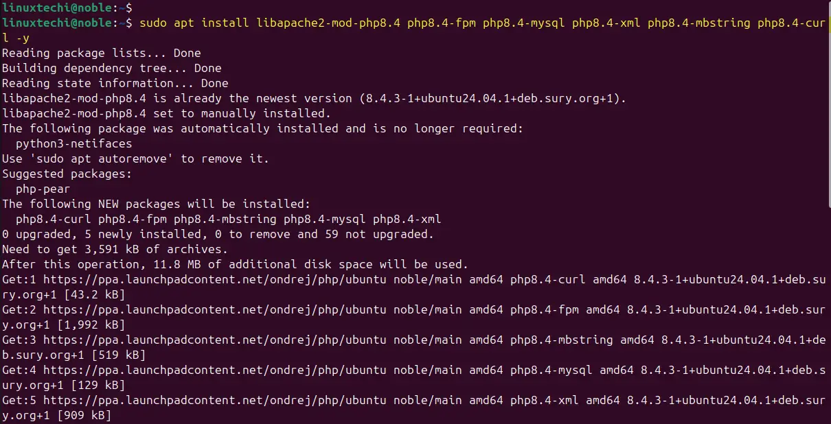 PHP 8.4 Extension Installation Ubuntu 24.04