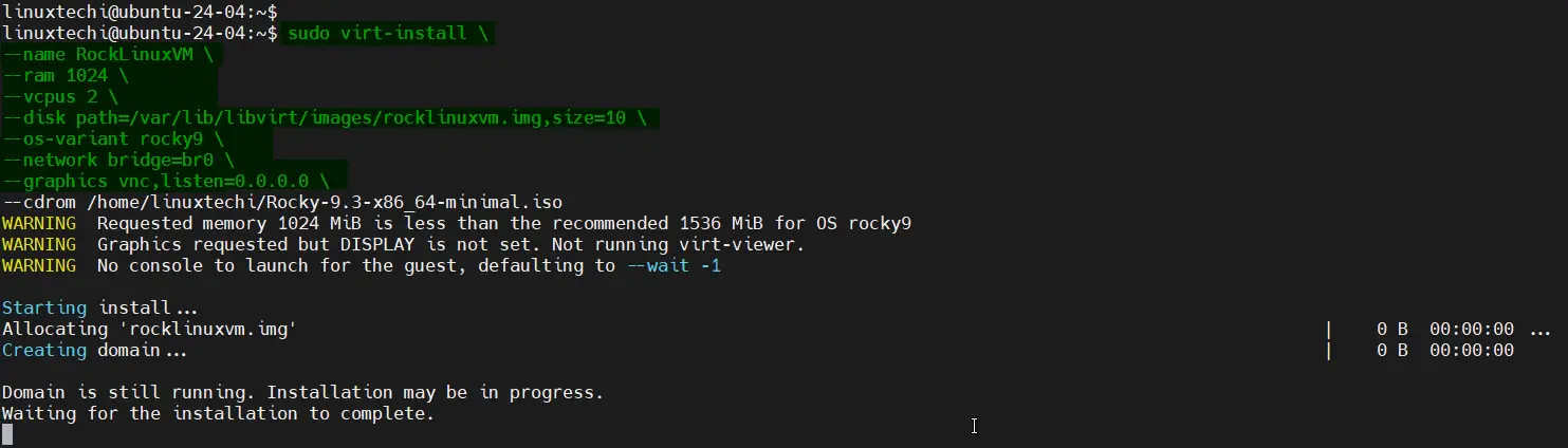 Create KVM VM from Command Line Using Virt-Install