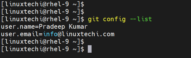 Git Config List RHEL 9