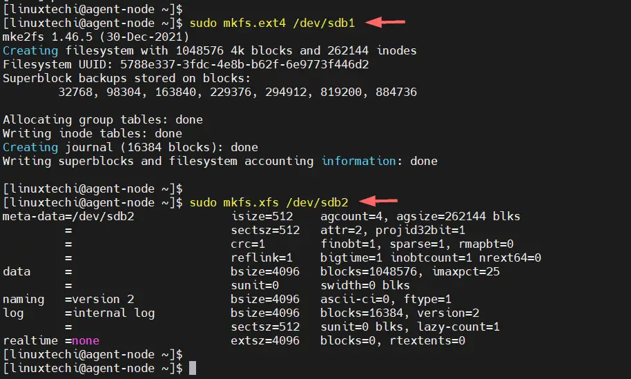 Format Linux Partition With XFS Command