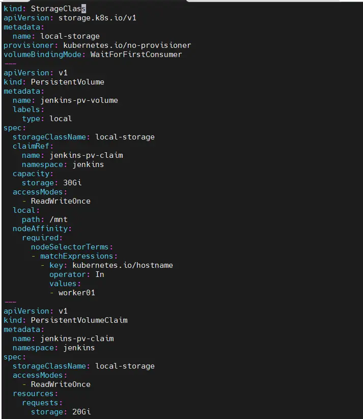 Jenkins Volume Manifests Yaml File